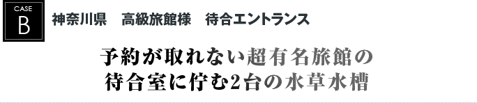 神奈川県　高級旅館様　待合エントランス｜予約が取れない超有名旅館の待合室に佇む2台の水草水槽