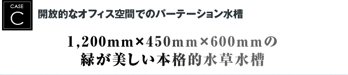 開放的なオフィス空間でのパーテーション水槽｜1,200mm×450mm×600mmの緑が美しい本格的水草水槽