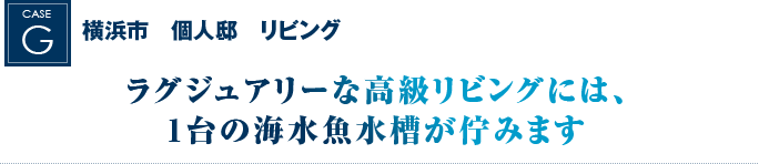 横浜市　個人邸　リビング｜ラグジュアリーな高級リビングには、1台の海水魚水槽が佇みます