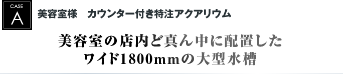 美容室様　カウンター付き特注アクアリウム｜美容室の店内ど真ん中に配置したワイド1800mmの大型水槽