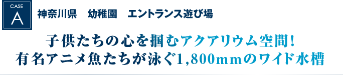 神奈川県　幼稚園　エントランス遊び場 ｜子供たちの心を掴むアクアリウム空間！有名アニメ魚たちが泳ぐ1,800mmのワイド水槽