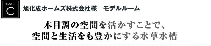 旭化成ホームズ株式会社様　モデルルーム｜木目調の空間を活かすことで、空間と生活をも豊かにする水草水槽