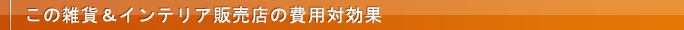 この雑貨＆インテリア販売店の費用対効果